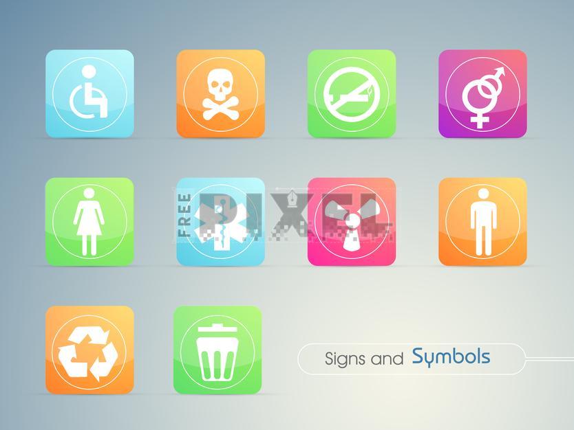 Free Vectors - Set Of Different Shiny Colorful Signs And Symbols ...
