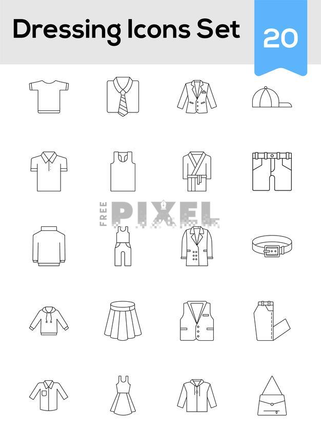 Free Vectors - Set Of Dressing Icons Or Symbol In Stroke Style ...