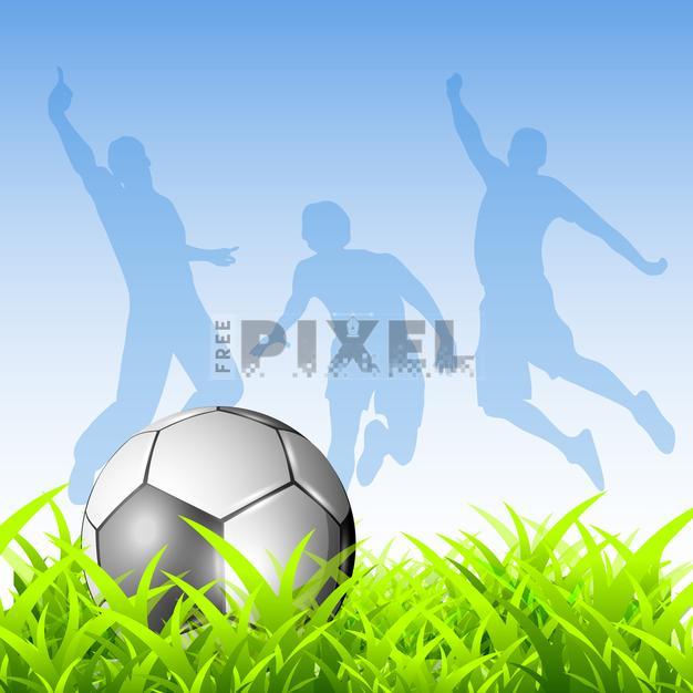 Free Vectors - Shiny Soccer Ball On Green Grass, Silthouette Of Soccer ...