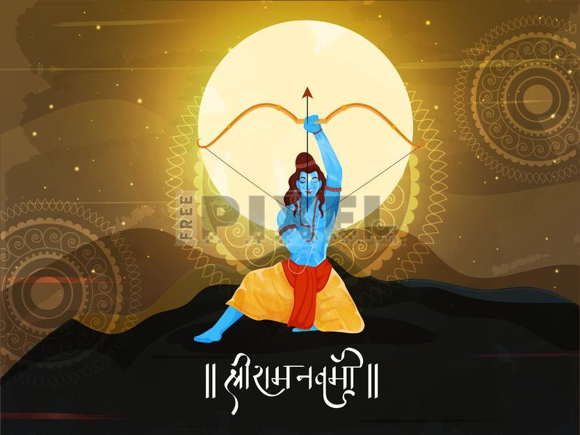 Free Vectors - Shri Ram Navami (Birthday Of Lord Rama) Greeting Card ...