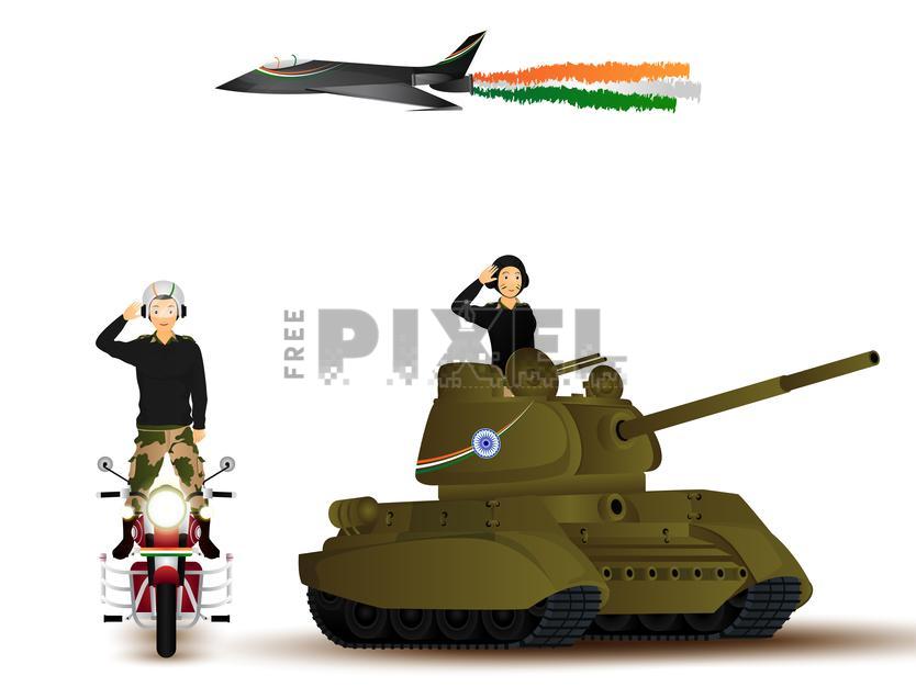 Free Vectors - Vector Illustration Of Army Men Character In Saluting ...