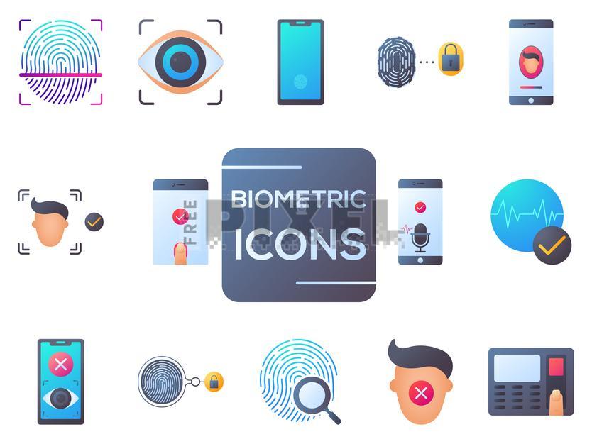 Free Icons - Vector Illustration Of Biometric Icons. | FreePixel.com