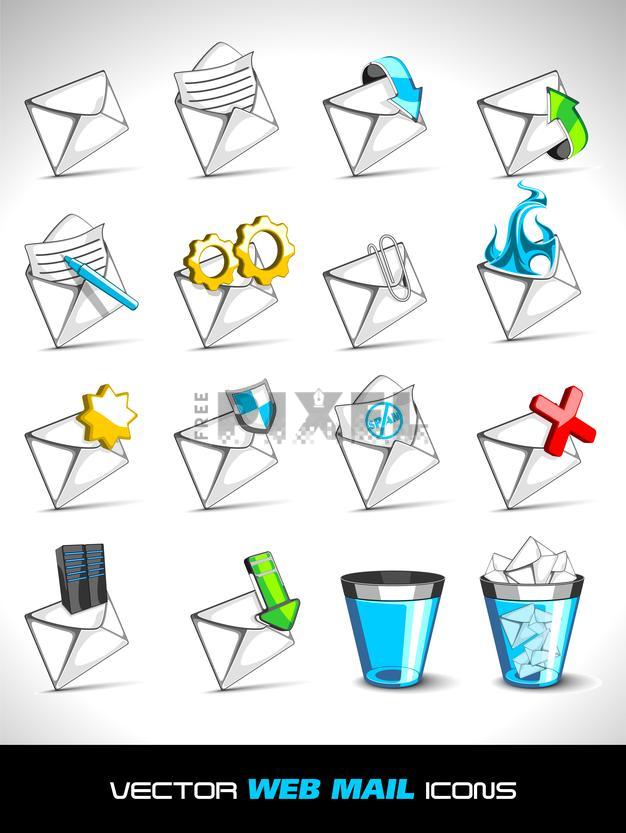 Free Vectors - Vector Illustration Of Web 2.0 Mail Icons Set ...