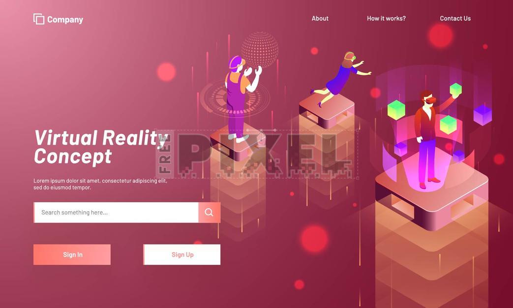 Free Vectors - Virtual Reality Concept Based Landing Page Design With ...