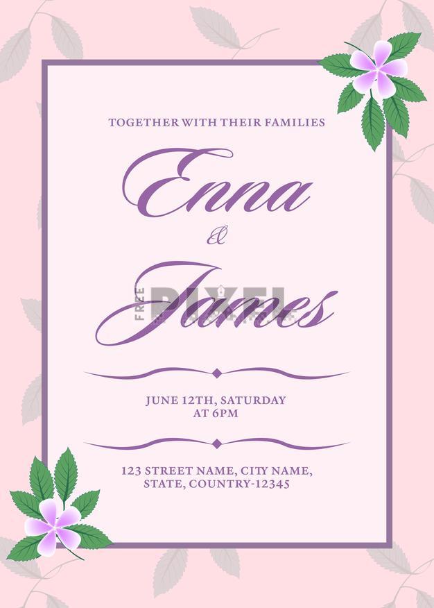 Free Vectors - Wedding Invitation Card Or Template Layout In Plain Pink ...