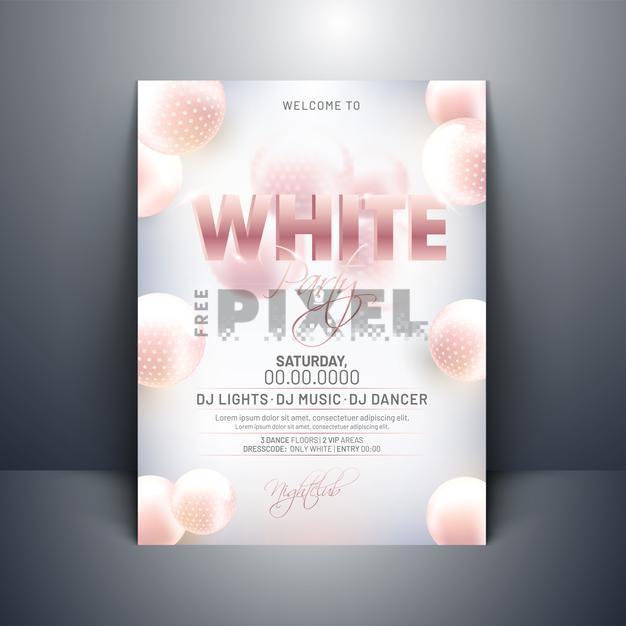 Free Vectors - White Party Invitation Card Design With 3d Abstract ...