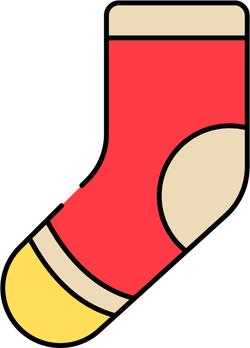 Isolated Socks Flat Icon In Red And Yellow Color.