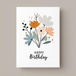 Free Illustrations - Happy Birthday Card With Floral Illustration ...