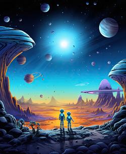 Free Illustrations - Astronauts In Love - Two Cartoon Characters From ...