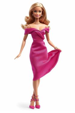 barbie in short pink dress Nightingale Ruched Mesh Mini Dress Barbie Pink
