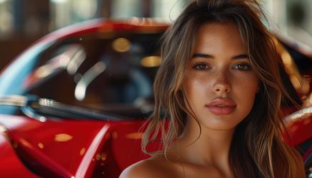 Red Sports Car With A Woman - Free Photos, Vectors, Icons, Graphics ...