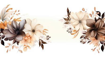 Watercolor Flowers Border Tan Background 871 Watercolor Pink Flower