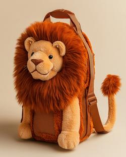 Plush 3D Lion Head Backpack with Fluffy Mane - Golden Brown and Cream 618VkkTGJjL._AC_UY1000_.jpg main image 4