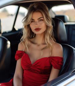 car shield lady in red dress Free Photos s-m