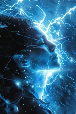 Woman With Electric Blue Lightning Surrounding Face - Free Photos ...
