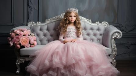 Free Photos - A Little Girl In A Pink Princess Dress Sits On A Regal Couch  | FreePixel.com