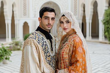 Free Photos - Muslim Wedding Couple  Groom And Bride In Traditional Attire  For Elegant Islamic Ceremony Photo. | FreePixel.com