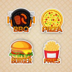Free Vectors - Set Of Four Sticker, Tag Or Label Design Of Fast Foods ...